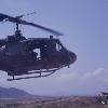 UH-1 Huey Slick landing on the FOB 1 airstrip.
